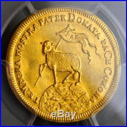 1700, Nuremberg (Free City). Beautiful Gold Lamb Ducat Coin. Rare! PCGS MS-62