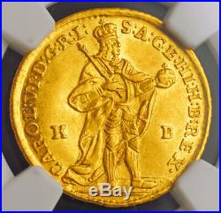 1738, Kingdom of Hungary, Charles VI. Gold Ducat Coin. Kremnitz mint! NGC AU-58