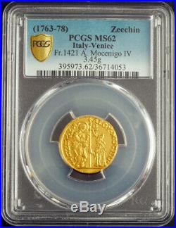 1778, Doges of Venice, Alvise IV Mocenigo. Gold Zecchino Ducat Coin. PCGS MS-62