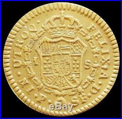 1781 P Sf Gold Colombia Escudo Charles III Coin Vf Condition Popayan Mint