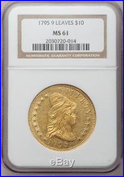 1795 $10 9 Leaves Gold Draped Bust NGC MS 61 Rare Coin Rare Coin