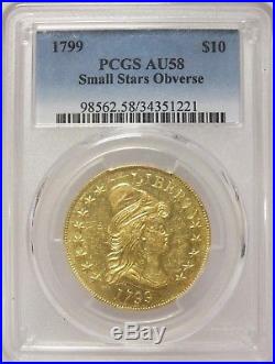 1799 $10 Capped Bust Gold Eagle Small Stars PCGS AU58 Certified Coin JX850