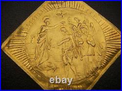 17th CENTURY GERMANY GERMAN RUSSIAN CHRIST BAPTISMAL SQUARE GOLD COIN MEDAL RARE