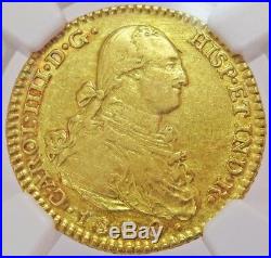 1800 M Mf Gold Spain 2 Escudos Charles IV Coin Madrid Mint Ngc About Unc 53