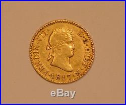 1817 M 1/2 Escudo Gold Coin from Spain for Ferdinand VII