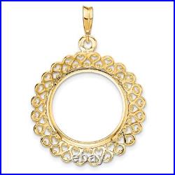 1840-1907 US $2.50 Liberty Quarter Eagle Prong Set Hearts Coin Bezel in 14k Gold 1840-1907 US $2.50 Liberty Quarter Eagle Prong Set Hearts Coin Bezel in 14k Gold