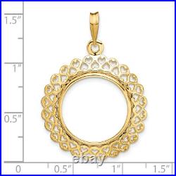 1840-1907 US $2.50 Liberty Quarter Eagle Prong Set Hearts Coin Bezel in 14k Gold 1840-1907 US $2.50 Liberty Quarter Eagle Prong Set Hearts Coin Bezel in 14k Gold