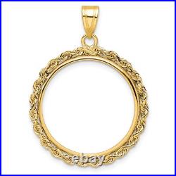 1840-1908 US $5 Liberty Half Eagle Prong Set Knotted Rope Coin Bezel in 14k Gold 1840-1908 US $5 Liberty Half Eagle Prong Set Knotted Rope Coin Bezel in 14k Gold