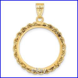 1840-1908 US $5 Liberty Half Eagle Prong Set Knotted Rope Coin Bezel in 14k Gold 1840-1908 US $5 Liberty Half Eagle Prong Set Knotted Rope Coin Bezel in 14k Gold