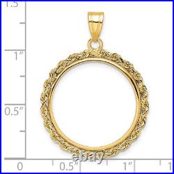 1840-1908 US $5 Liberty Half Eagle Prong Set Knotted Rope Coin Bezel in 14k Gold 1840-1908 US $5 Liberty Half Eagle Prong Set Knotted Rope Coin Bezel in 14k Gold