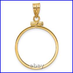 1840-1908 US $5 Liberty Half Eagle Screw Top Reeded Border Coin Bezel 14k Gold 1840-1908 US $5 Liberty Half Eagle Screw Top Reeded Border Coin Bezel 14k Gold