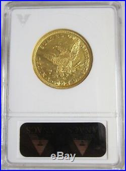 1847-O $10 Eagle Gold Coin Authenticated & Graded by ANACS AU Details Net EF 45