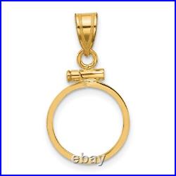 1849-1854 $1 Liberty Head Type 1 Screw Top Reeded Border Coin Bezel in 14k Gold 1849-1854 $1 Liberty Head Type 1 Screw Top Reeded Border Coin Bezel in 14k Gold