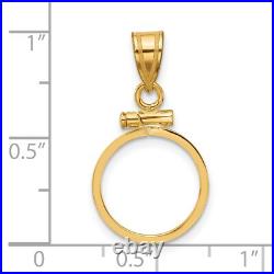 1849-1854 $1 Liberty Head Type 1 Screw Top Reeded Border Coin Bezel in 14k Gold 1849-1854 $1 Liberty Head Type 1 Screw Top Reeded Border Coin Bezel in 14k Gold