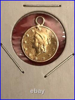 1849 Liberty Head 900 Solid Gold $1 Dollar Coin Charm
