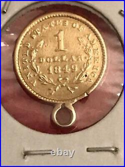 1849 Liberty Head 900 Solid Gold $1 Dollar Coin Charm