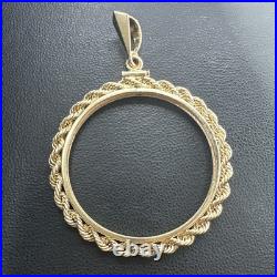 1850-1933 US $20 Liberty Double Eagle Screw Top Rope Coin Bezel 14k Gold 7.9g 1850-1933 US $20 Liberty Double Eagle Screw Top Rope Coin Bezel 14k Gold 7.9g