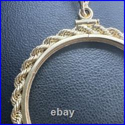 1850-1933 US $20 Liberty Double Eagle Screw Top Rope Coin Bezel 14k Gold 7.9g 1850-1933 US $20 Liberty Double Eagle Screw Top Rope Coin Bezel 14k Gold 7.9g