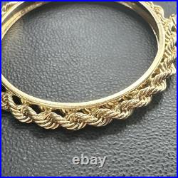 1850-1933 US $20 Liberty Double Eagle Screw Top Rope Coin Bezel 14k Gold 7.9g 1850-1933 US $20 Liberty Double Eagle Screw Top Rope Coin Bezel 14k Gold 7.9g