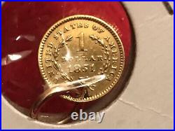1851 900 Solid Gold $1 Dollar Coin Charm