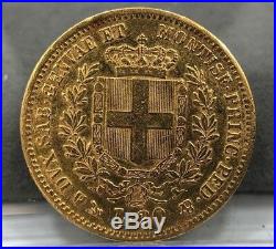1851 Italy 20 Lire Gold Coin