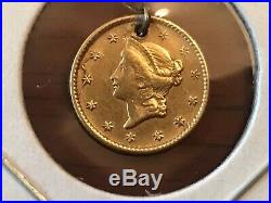 1851 Liberty Head Error Antique 21K Solid Gold $1 Dollar Coin Charm / pendant
