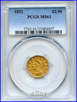 1852 $2.50 PCGS MS61 Liberty Head Quarter Eagle Gold Coin (35484607)