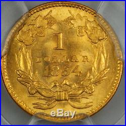 1854 $1 Dollar US Gold PCGS MS-62 Choice BU Coin Type 2 DGH