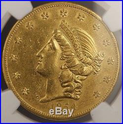 1854 KELLOGG & CO. $20 California Liberty Head Double Eagle Gold Coin NGC AU-55