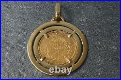 1857 Napoleon III 10 Francs Gold Coin With Pendant Frame 18K Solid Gold