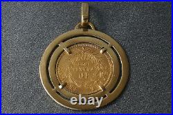1857 Napoleon III 10 Francs Gold Coin With Pendant Frame 18K Solid Gold