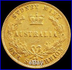1859 S Gold Australia Sovereign Young Head Coin Sydney Mint