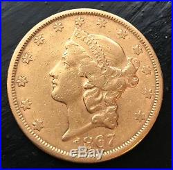 1867 S Liberty Head Twenty Dollar Gold Coin C-266