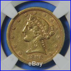 1868 S $5 Five Dollar Liberty Head Half Eagle GOLD Coin NGC XF40 Extremely Fine