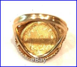 1874- $1.00 Indian Head Princess Gold Coin In Solid 10k Yellow Gold Ring