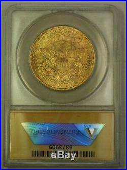 1876 $20 Twenty Dollar Liberty Gold Double Eagle Coin ANACS AU-55 Details Clean