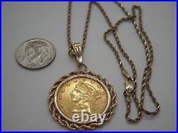 1882 Liberty Head Gold Necklace. 48 oz. 999 Solid Necklace 16in. SAVE 1300 #1917