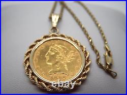 1882 Liberty Head Gold Necklace. 48 oz. 999 Solid Necklace 16in. SAVE 1300 #1917