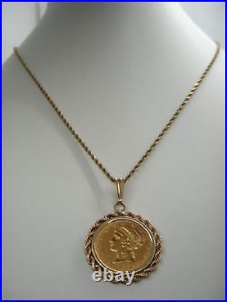 1882 Liberty Head Gold Necklace. 48 oz. 999 Solid Necklace 16in. SAVE 1300 #1917