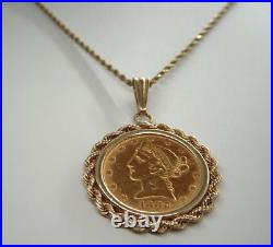 1882 Liberty Head Gold Necklace. 48 oz. 999 Solid Necklace 16in. SAVE 1300 #1917