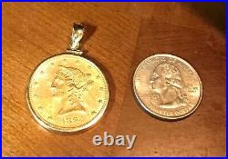 1894 $10 Liberty Head/Eagle Solid GOLD COIN in Solid 14k Bezel/Pendant