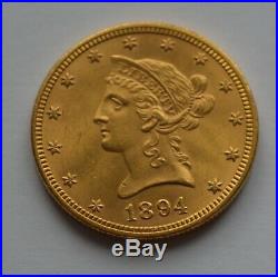 1894 USA Gold $10 Ten Dollar Liberty Head 16.72 Grams Coin HIGH GRADE