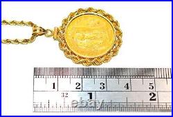 1897 20 Franc Coin Necklace 14K Solid Gold Lucky Angel Coin Necklace Gold Coin