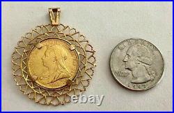 1898- Gold Sovereign In Ornate Solid 9k Yellow Gold Bezel/bale, See Other Coins