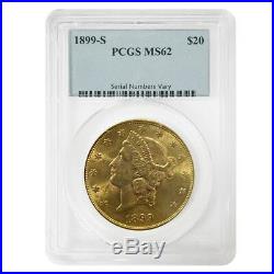 1899 S $20 Liberty Head Double Eagle Gold Coin PCGS MS 62