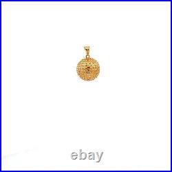 18K Gold Pendant Charm Money Lucky Coin Ball Fine Jewelry 1.10 grams