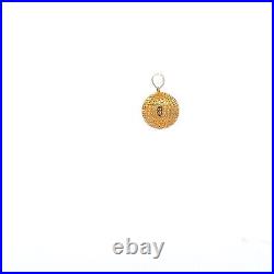 18K Gold Pendant Charm Money Lucky Coin Ball Fine Jewelry 1.10 grams