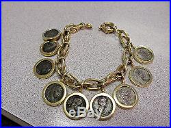 18K Gold Roman Coin Bracelet 8 inches Long with Old Roman Coins Make Offer