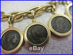 18K Gold Roman Coin Bracelet 8 inches Long with Old Roman Coins Make Offer