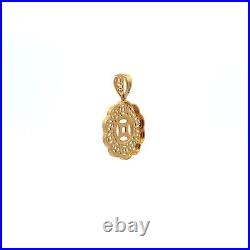 18K Japan Gold Pendant Good Fortune Coin Two Tone Fine Jewelry 2.14 grams